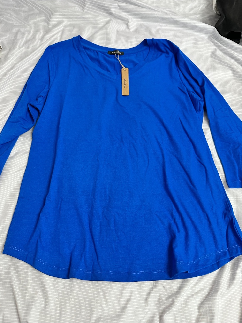 Minetom Royal Blue Long-Sleeve Scoop Neck Top